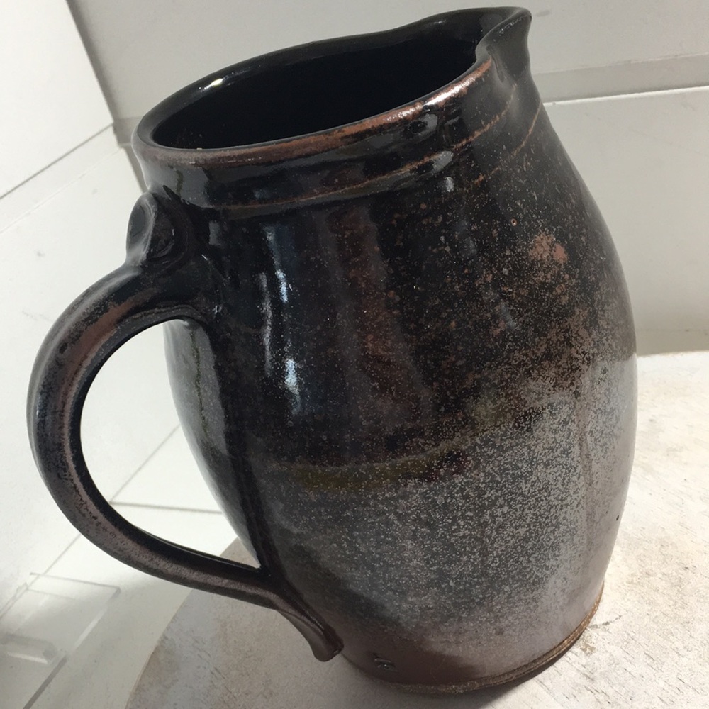 Vintage handcrafted pottery milk water pitcher